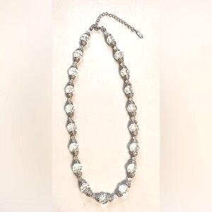 Faceted Clear Bead Necklace w/ Silver Tone Spacers
